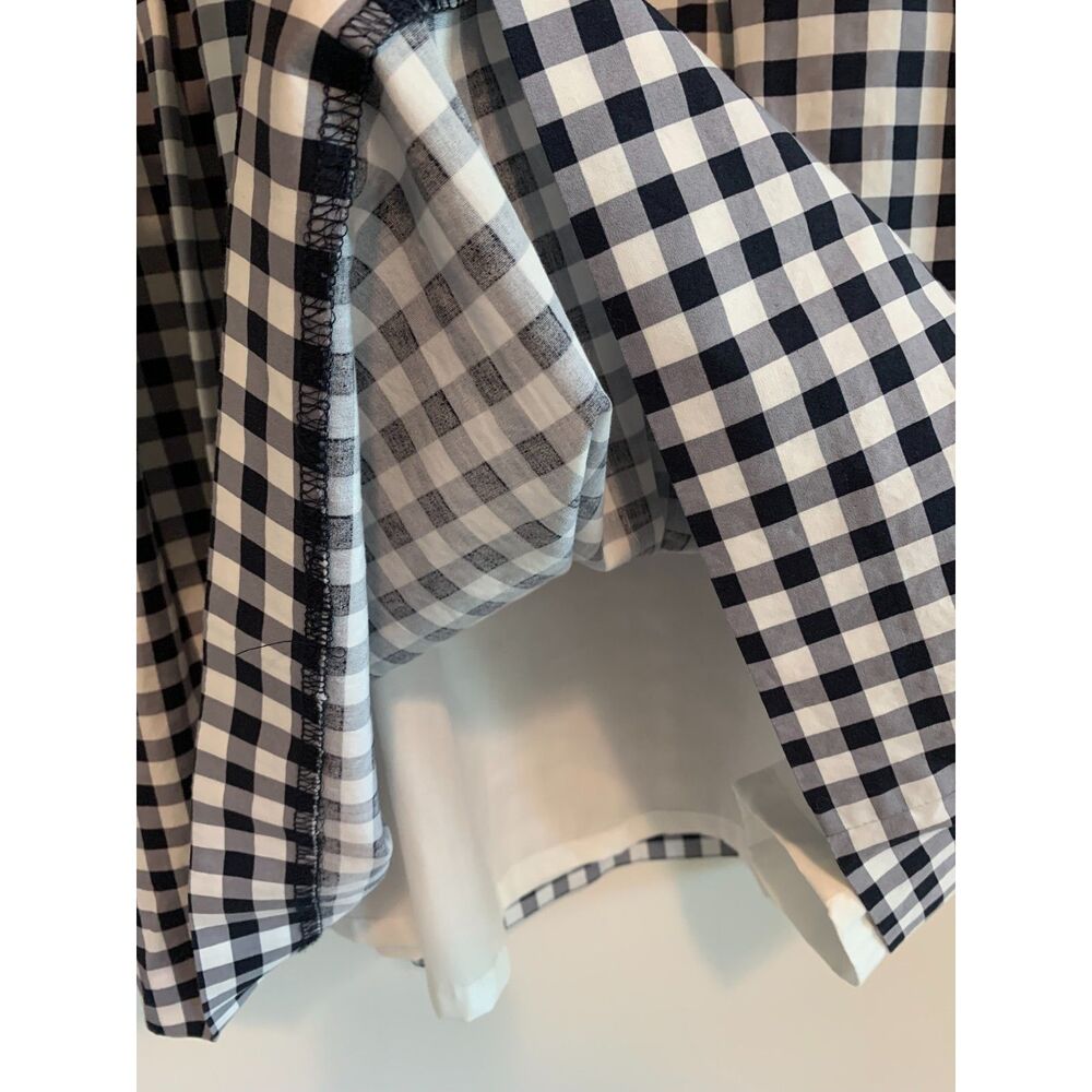 Talbots Navy White Gingham Fit & Flare Sleeveless Cotton Dress Preppy 8P - Picture 8 of 8
